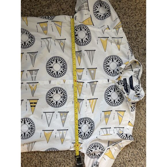 Vintage Nautica Nautical Burgee Flag & Compass Print Button Down Shirt - Picture 5 of 6